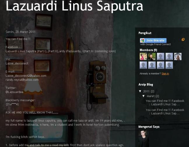Facebook : Lazuardi Linus Saputra (Part I),(Part II),ardy d'lazuuardy, i(Part III
