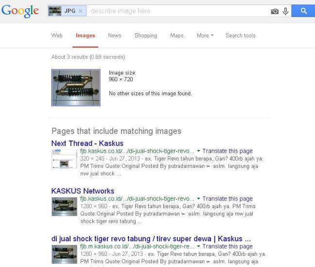 membuka google image untuk ungkap penjual online