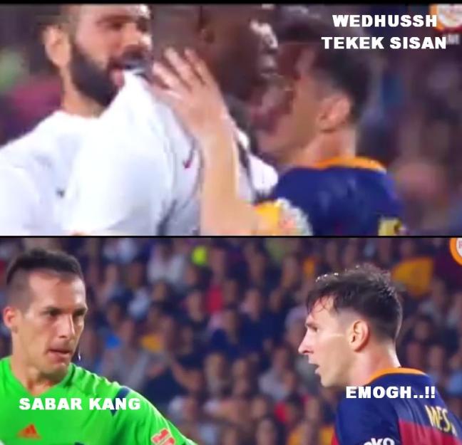 Lionel Messi Headbutts Mapou Yanga-Mbiwa