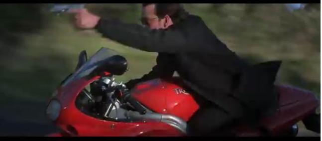 Dougray Scott on Triumph Sprint in Mission Impossible 2