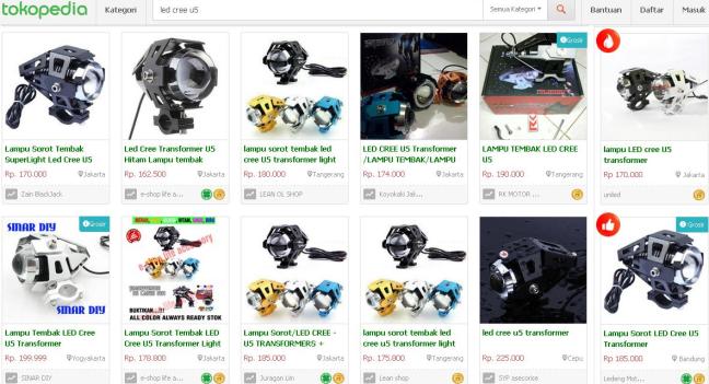 harga headlamp led cree u5, tokopedia