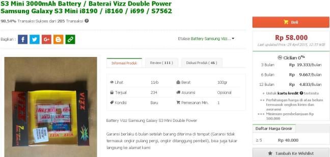harga-bateray-double-power-galaxy-s3-mini-3000mah-tokopedia