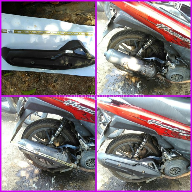 Cover knalpot Vario terpasang di Hayate